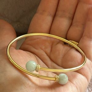 Jade bracelet 925 sterling silver dipped in 18kt gold